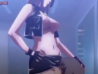 Anime slut playing with big cock