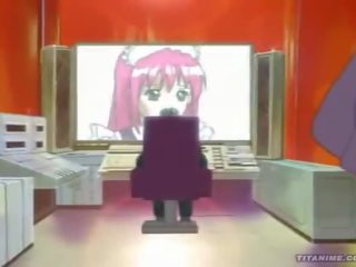 Beautiful little Anime cat girlfriend with superior titties plays with a vibrator in the shower and sucks Big johnson