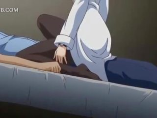 Sedusive аніме молодий леді скаче loaded пеніс в її ліжко