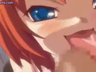 Redhead hentai teasing hard penis