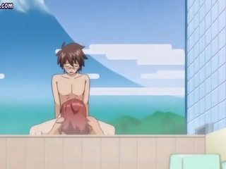 Anime mažutė su masinis krūtys