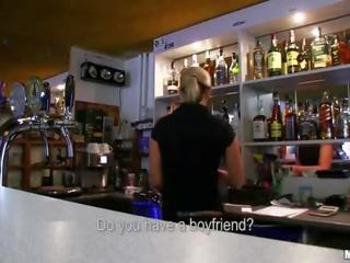 Superb bartender chick Lenka fucks for cash