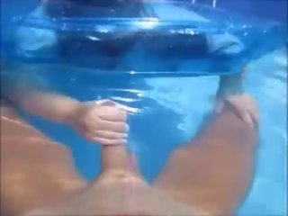 Nasty Wife Give Husband Handjob In Pool Underwater & make Him Cum Underwater